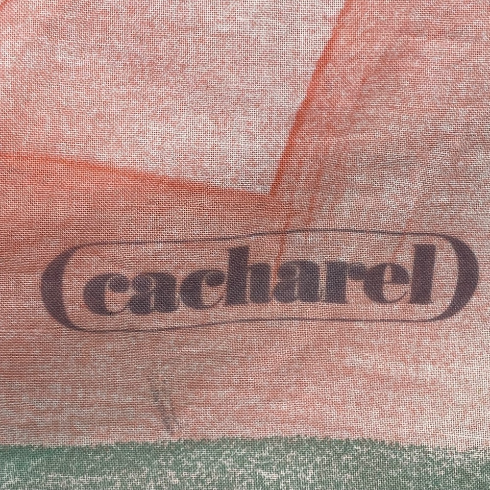 CACHAREL for Anais Anais Cotton Scarf Italy 44” x 60” Green Pink Gray - Picture 4 of 7